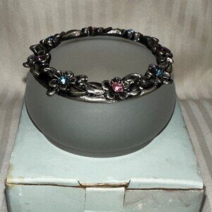 NEW IN BOX! PARTYLITE P7276 HYDRANGEA WREATH TEALIGHT HOLDER GLASS & PEWTER